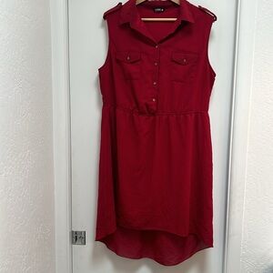 indulge red collared sleeveless dress